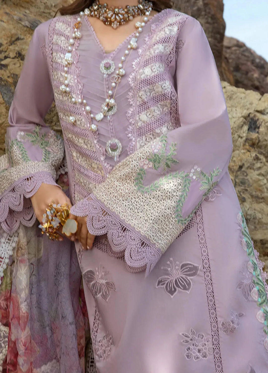 Saira Shakira Embroidered Lawn Suits Unstitched 3 Piece SSR24C Lillie de Jong-Amethyst - Summer Collection