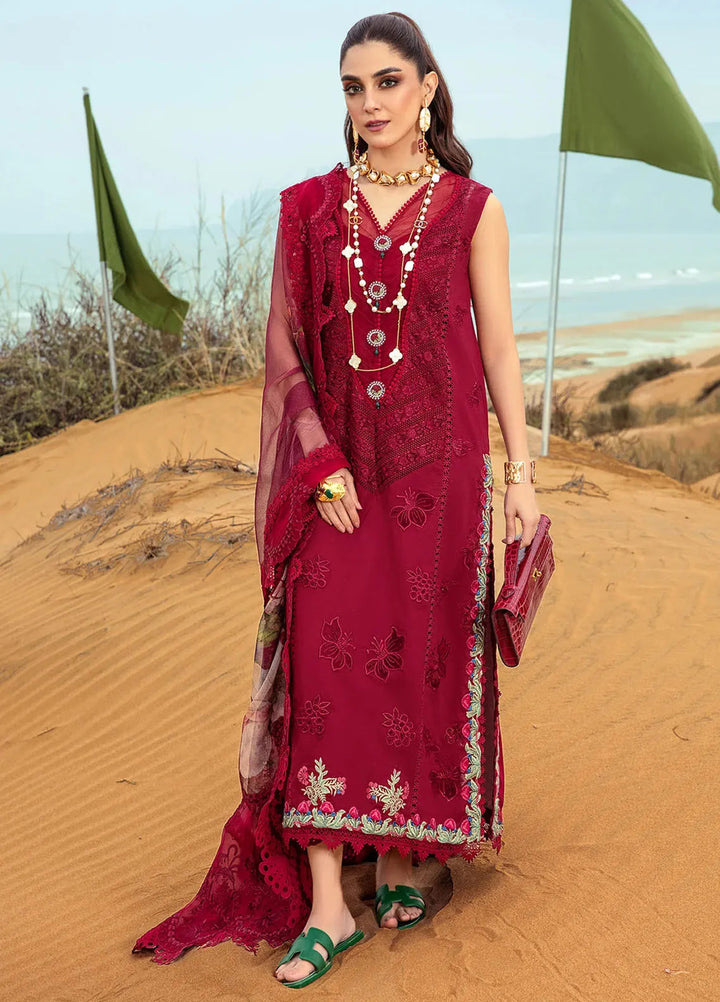 Saira Shakira Embroidered Lawn Suits Unstitched 3 Piece SSR24C Lillie de Jong-Cherry - Summer Collection