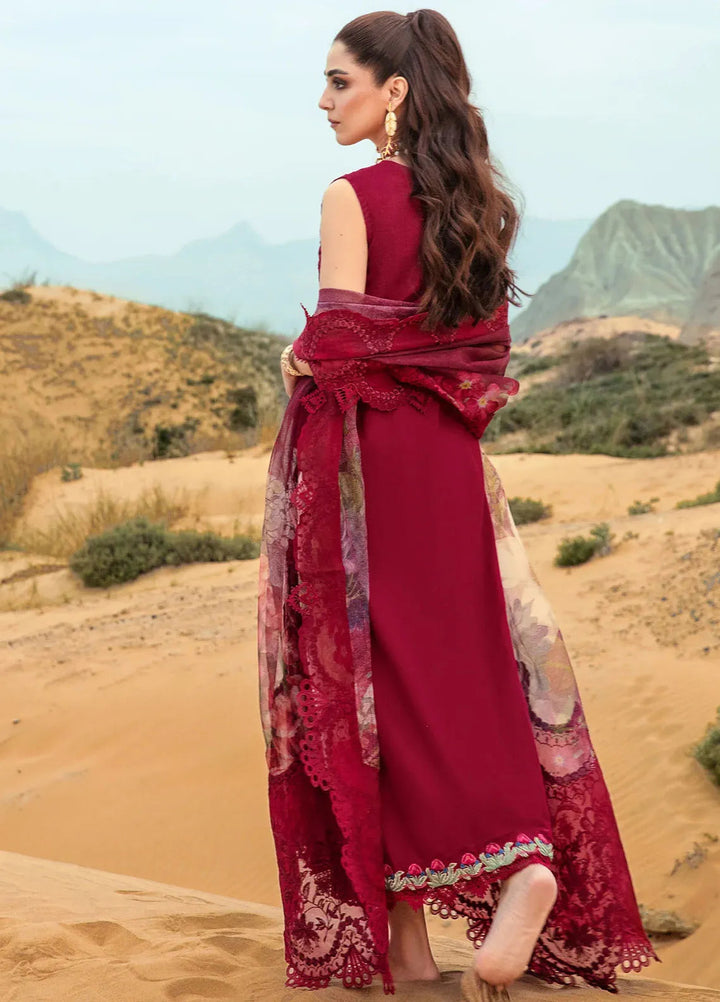 Saira Shakira Embroidered Lawn Suits Unstitched 3 Piece SSR24C Lillie de Jong-Cherry - Summer Collection