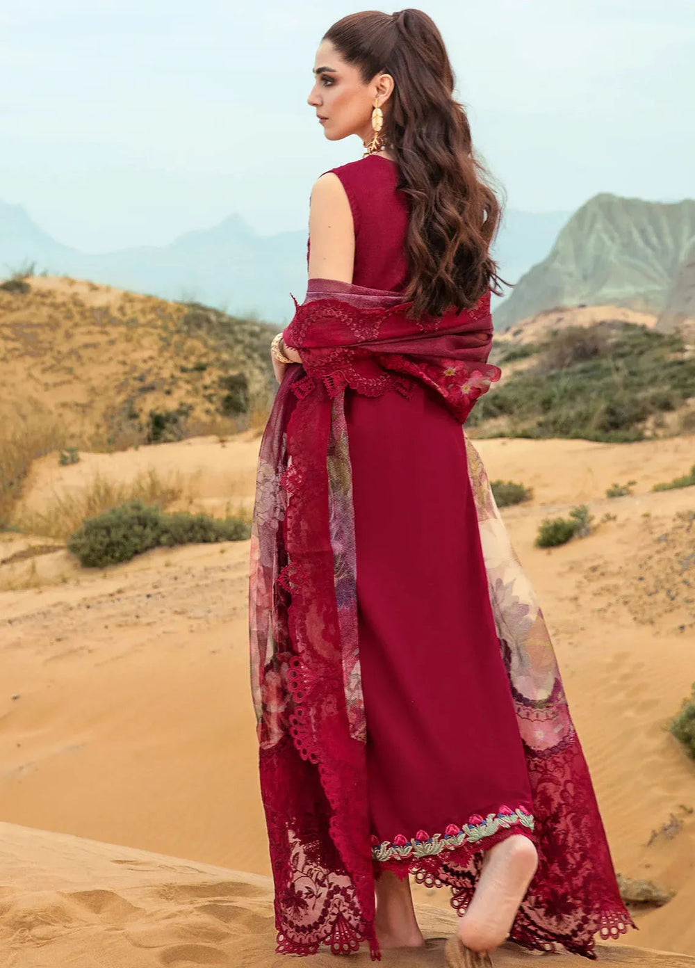 Saira Shakira Embroidered Lawn Suits Unstitched 3 Piece SSR24C Lillie de Jong-Cherry - Summer Collection