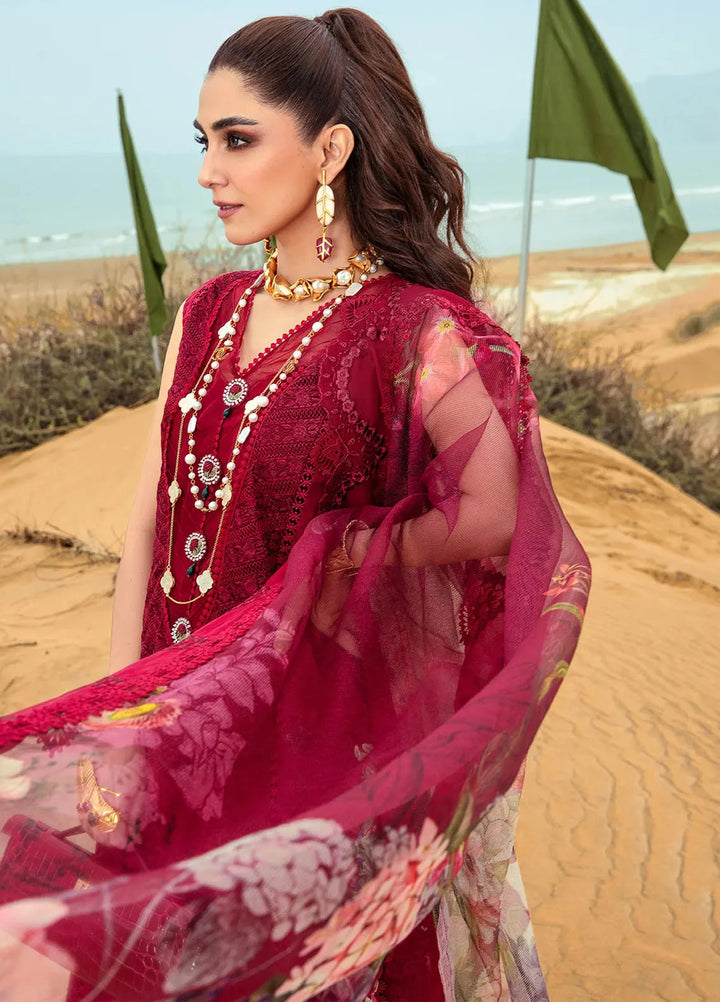 Saira Shakira Embroidered Lawn Suits Unstitched 3 Piece SSR24C Lillie de Jong-Cherry - Summer Collection