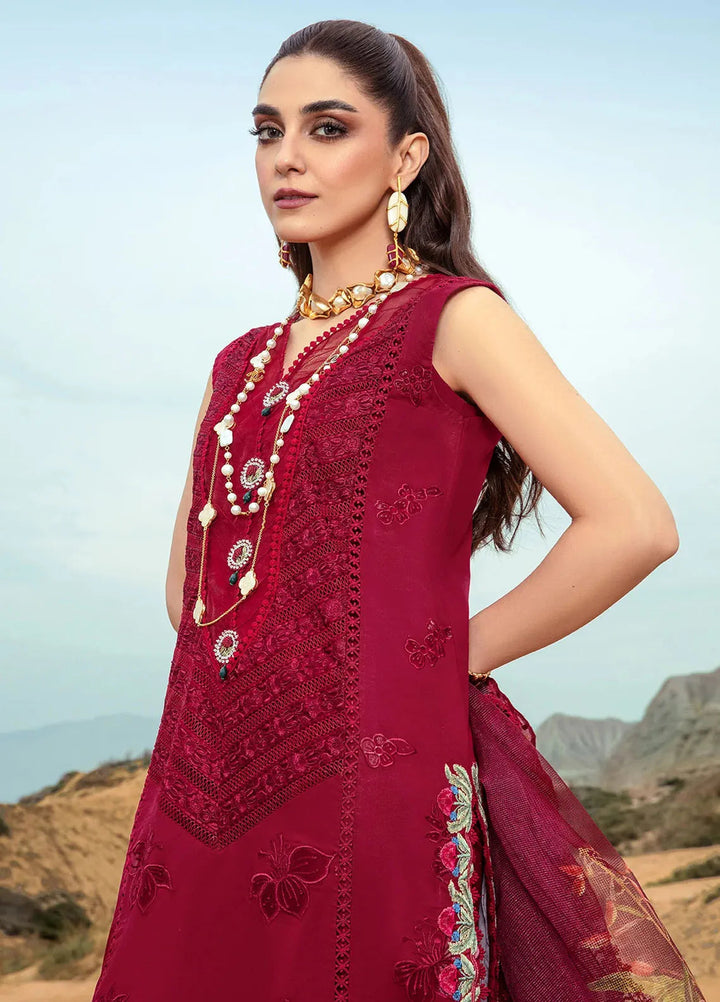 Saira Shakira Embroidered Lawn Suits Unstitched 3 Piece SSR24C Lillie de Jong-Cherry - Summer Collection