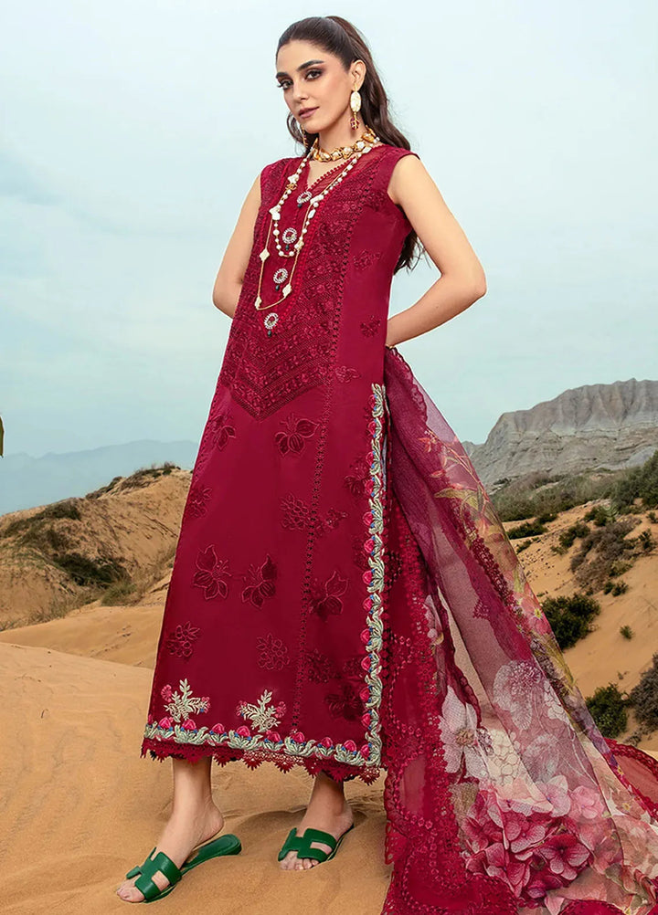 Saira Shakira Embroidered Lawn Suits Unstitched 3 Piece SSR24C Lillie de Jong-Cherry - Summer Collection