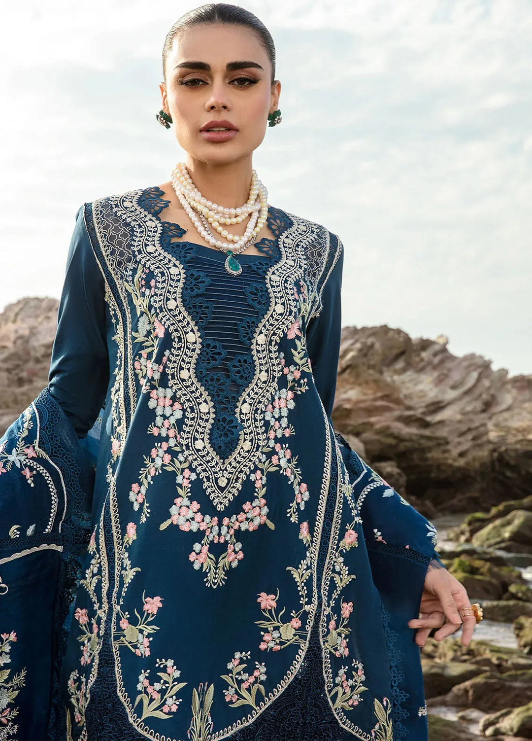 Saira Shakira Embroidered Lawn Suits Unstitched 3 Piece SSR24C Lolita-Lapis - Summer Collection