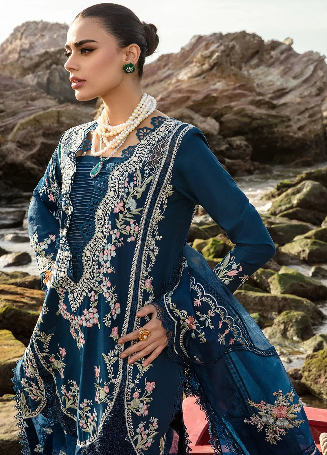 Saira Shakira Embroidered Lawn Suits Unstitched 3 Piece SSR24C Lolita-Lapis - Summer Collection