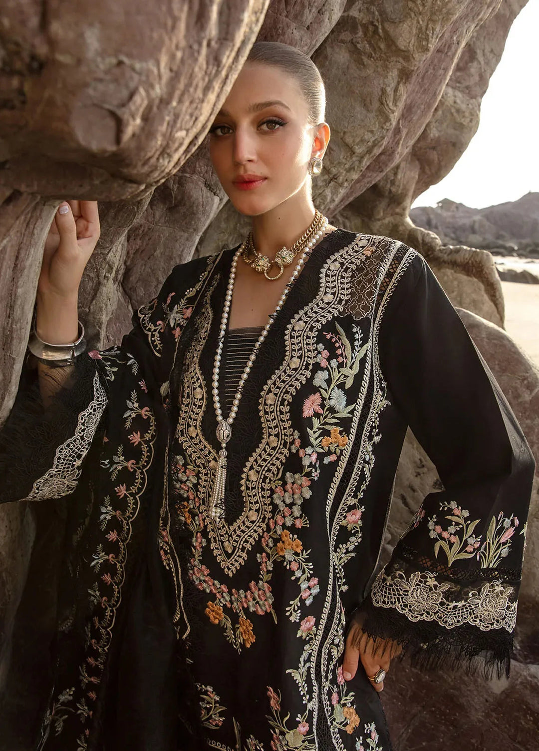 Saira Shakira Embroidered Lawn Suits Unstitched 3 Piece SSR24C Lolita-Onyx - Summer Collection