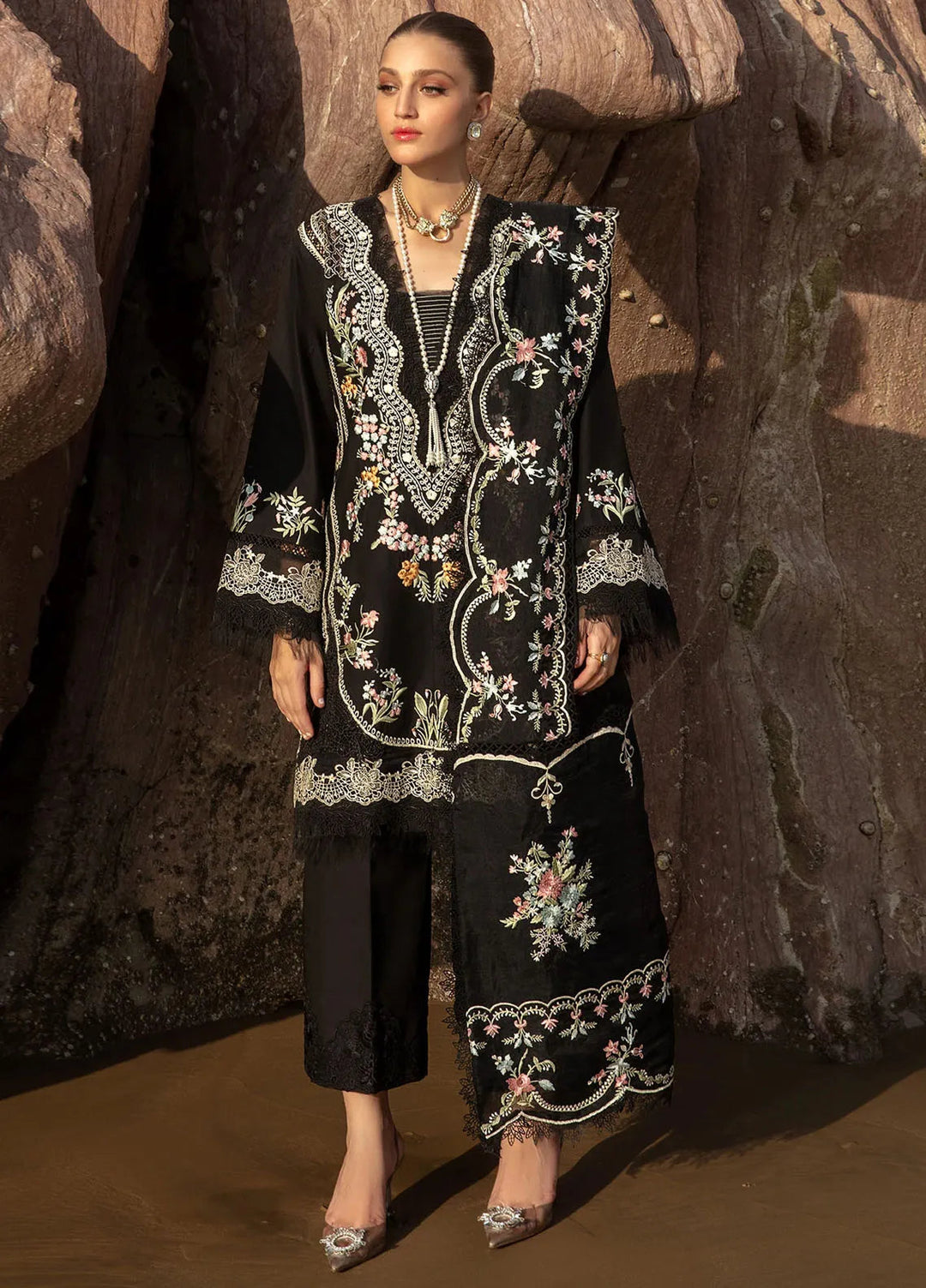 Saira Shakira Embroidered Lawn Suits Unstitched 3 Piece SSR24C Lolita-Onyx - Summer Collection