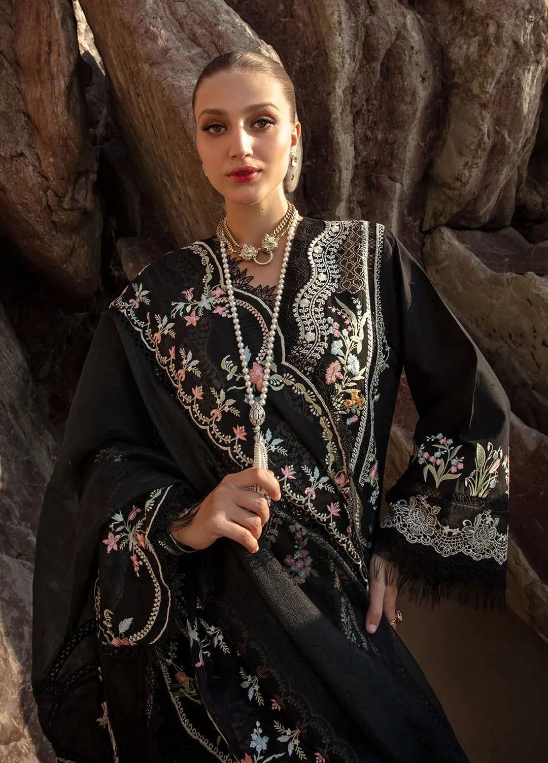 Saira Shakira Embroidered Lawn Suits Unstitched 3 Piece SSR24C Lolita-Onyx - Summer Collection