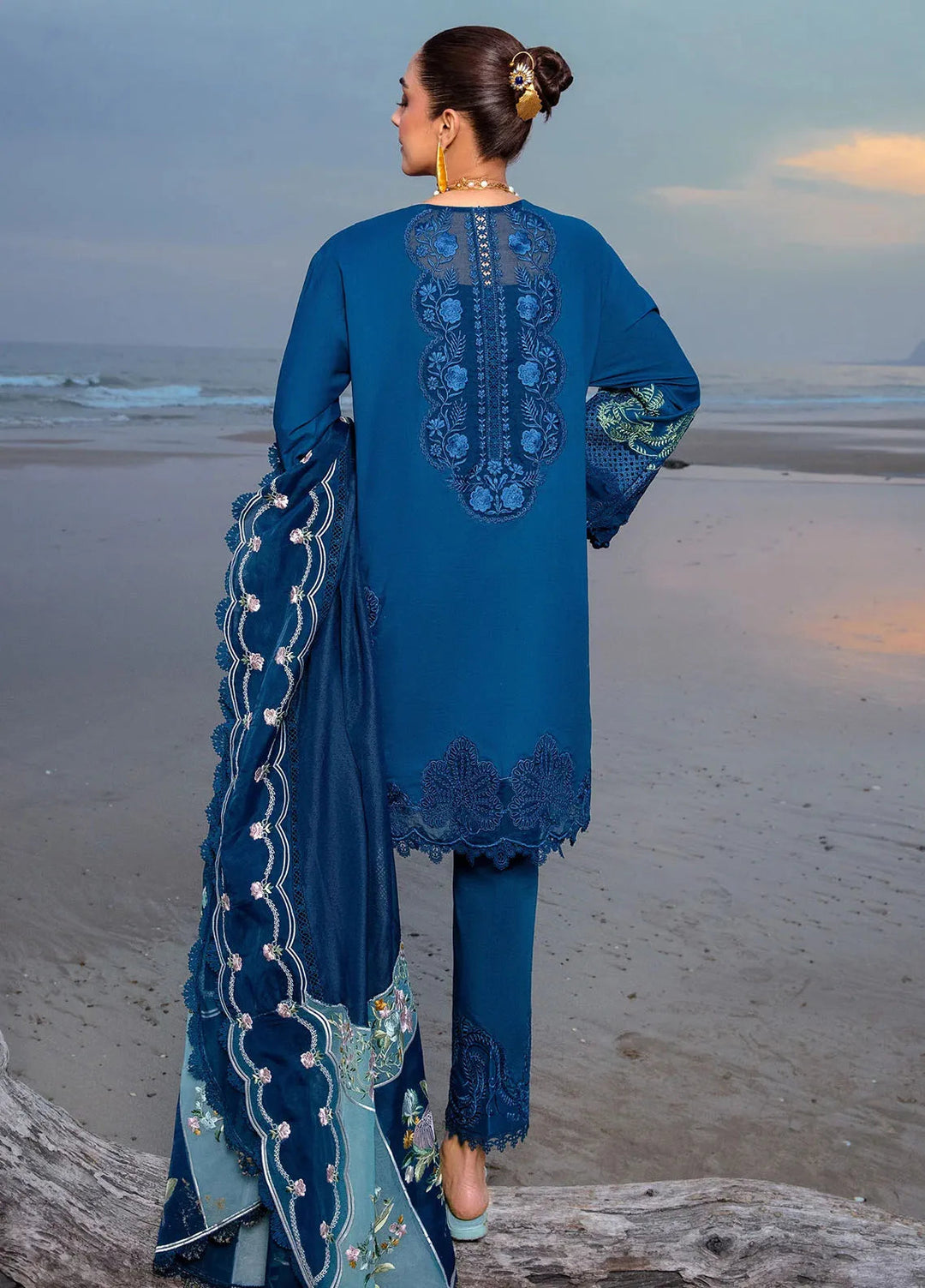 Saira Shakira Embroidered Lawn Suits Unstitched 3 Piece SSR24C Ulysses-Midnight - Summer Collection