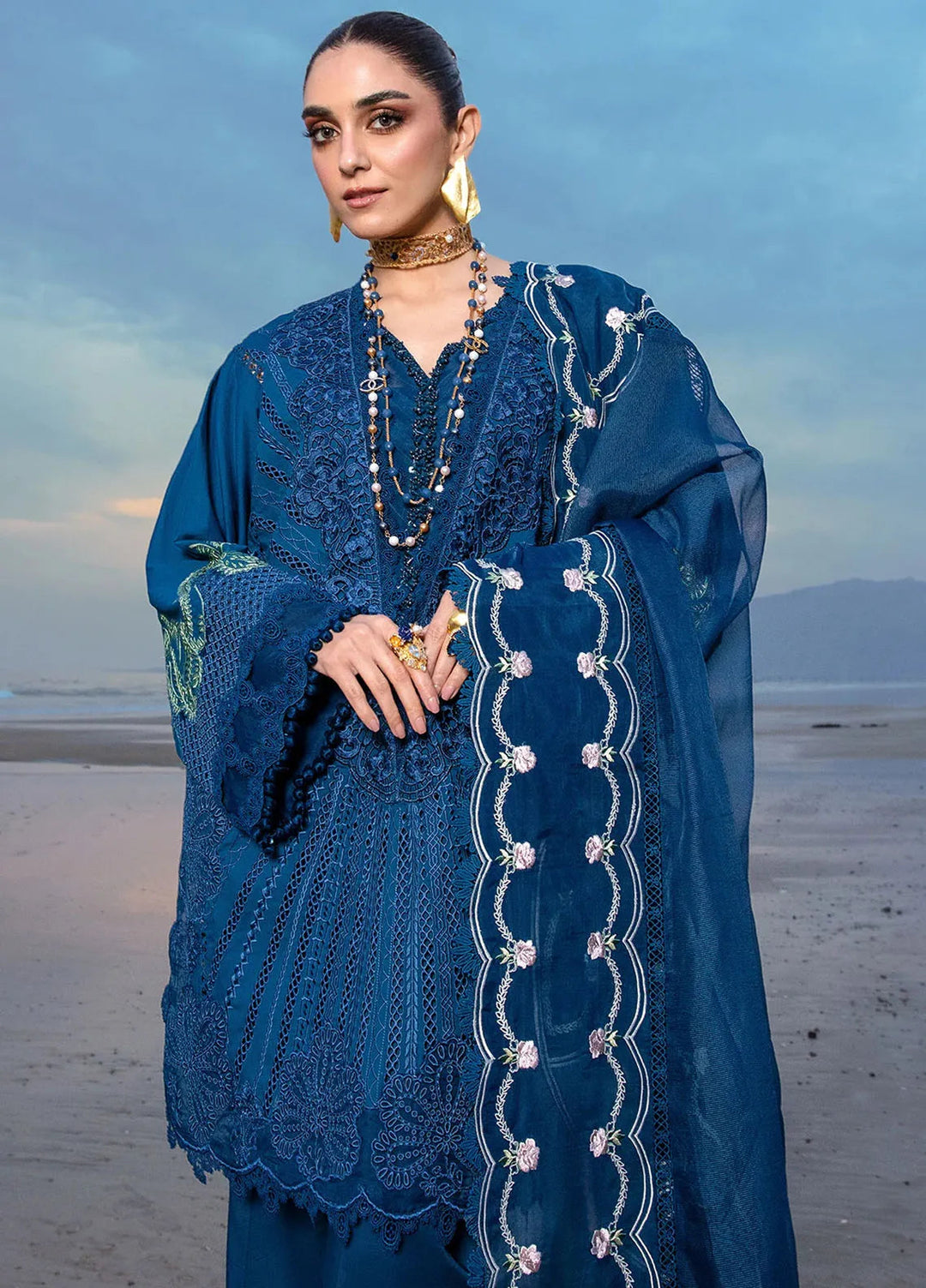Saira Shakira Embroidered Lawn Suits Unstitched 3 Piece SSR24C Ulysses-Midnight - Summer Collection