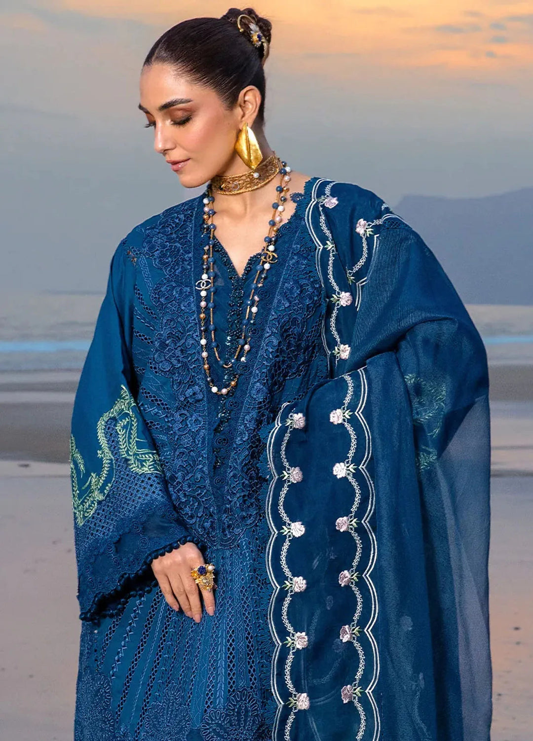 Saira Shakira Embroidered Lawn Suits Unstitched 3 Piece SSR24C Ulysses-Midnight - Summer Collection