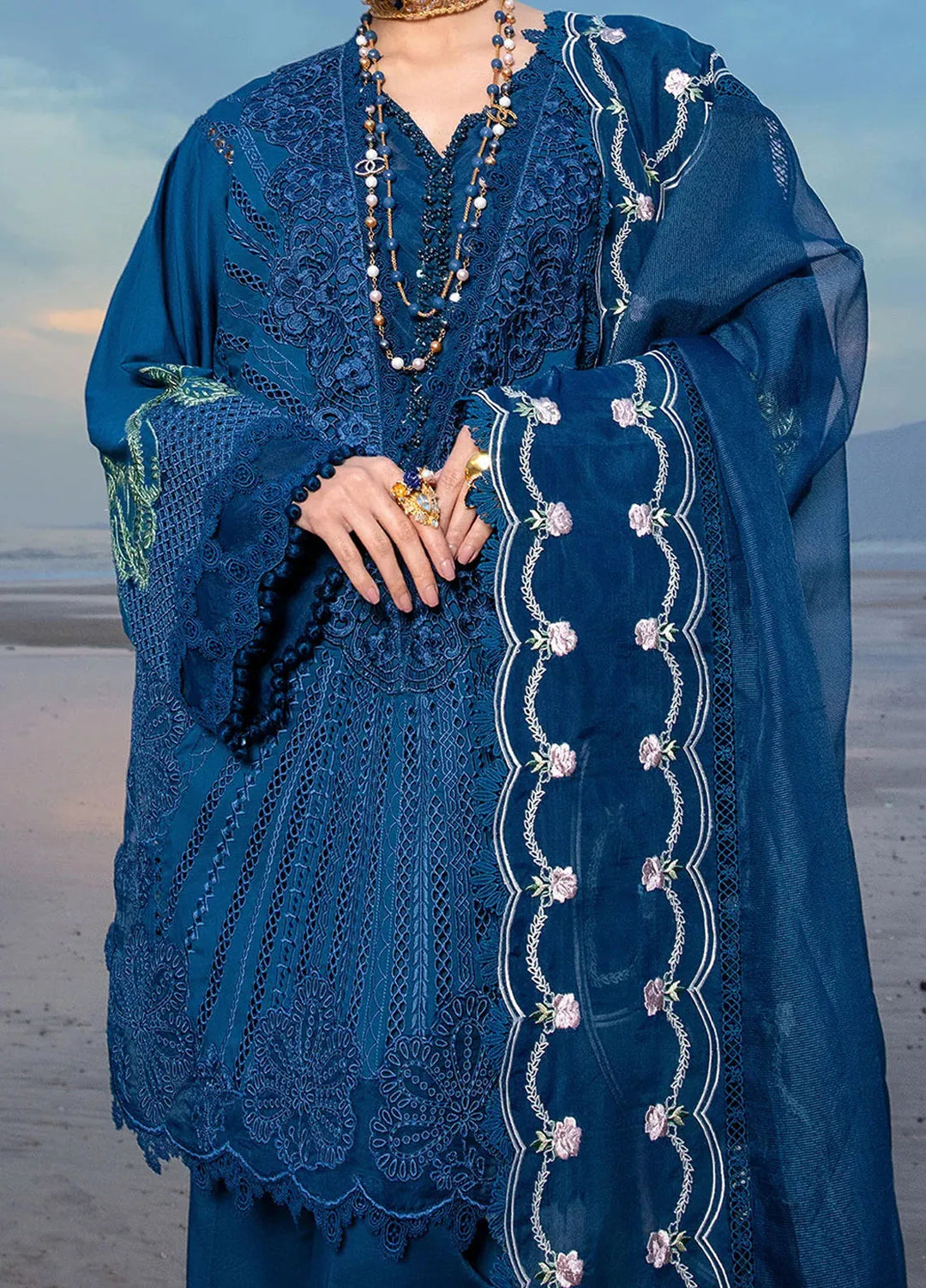 Saira Shakira Embroidered Lawn Suits Unstitched 3 Piece SSR24C Ulysses-Midnight - Summer Collection