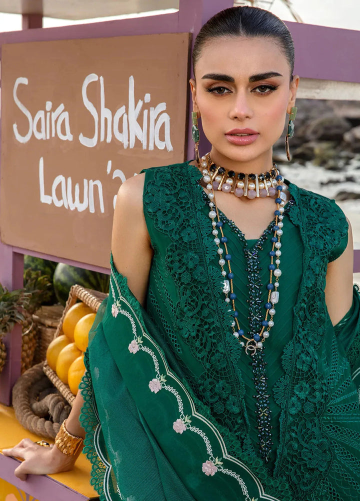 Saira Shakira Embroidered Lawn Suits Unstitched 3 Piece SSR24C Ulysses-Seaweed - Summer Collection