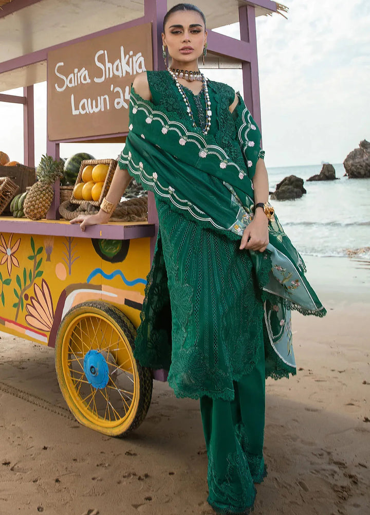 Saira Shakira Embroidered Lawn Suits Unstitched 3 Piece SSR24C Ulysses-Seaweed - Summer Collection