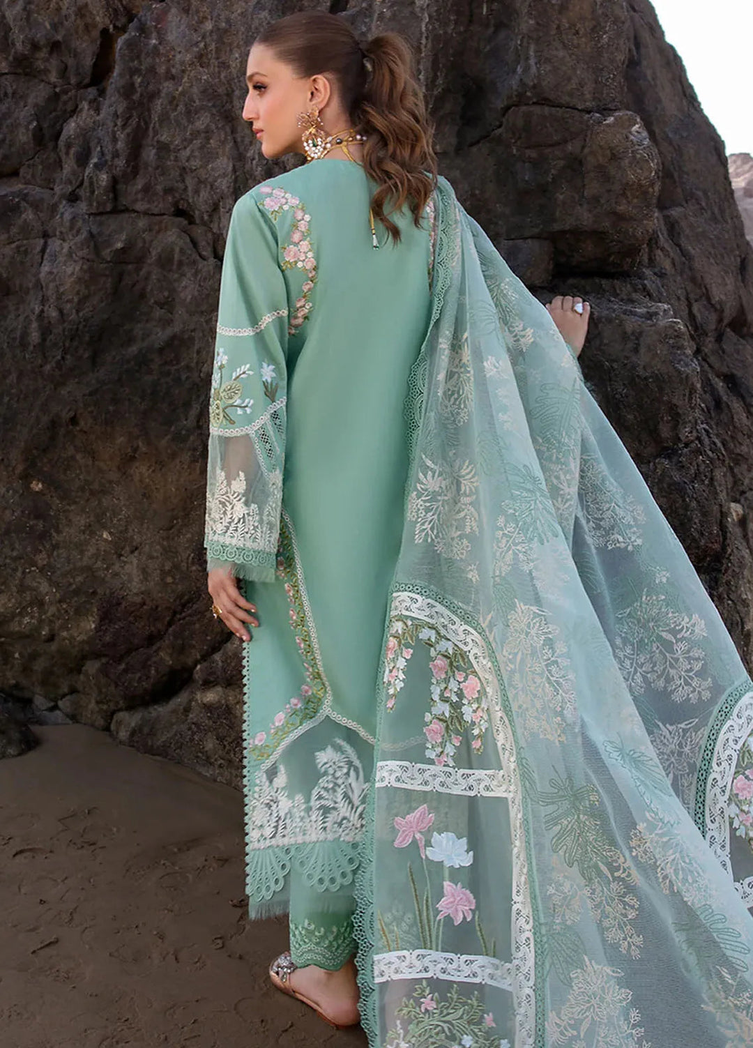 Saira Shakira Embroidered Lawn Suits Unstitched 3 Piece SSR24C Winds of Eden-Jade - Summer Collection
