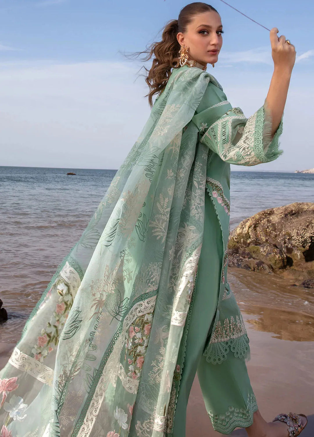 Saira Shakira Embroidered Lawn Suits Unstitched 3 Piece SSR24C Winds of Eden-Jade - Summer Collection