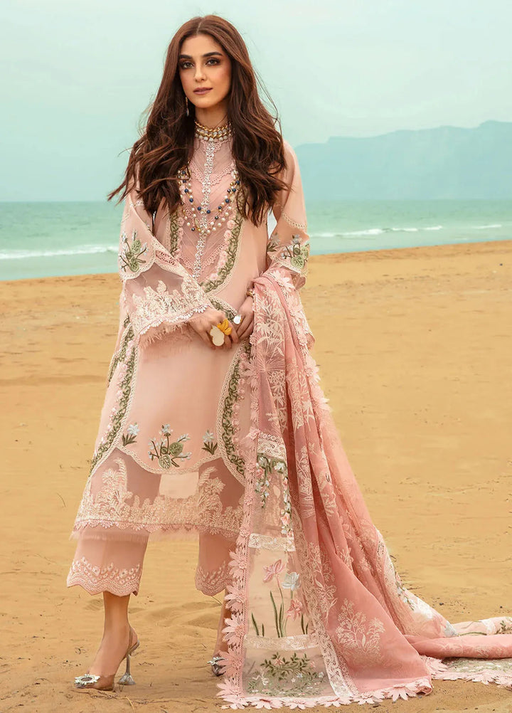 Saira Shakira Embroidered Lawn Suits Unstitched 3 Piece SSR24C Winds of Eden-Rose - Summer Collection
