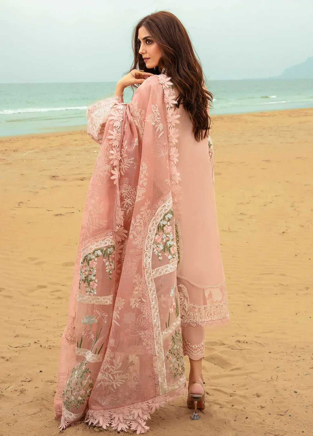 Saira Shakira Embroidered Lawn Suits Unstitched 3 Piece SSR24C Winds of Eden-Rose - Summer Collection