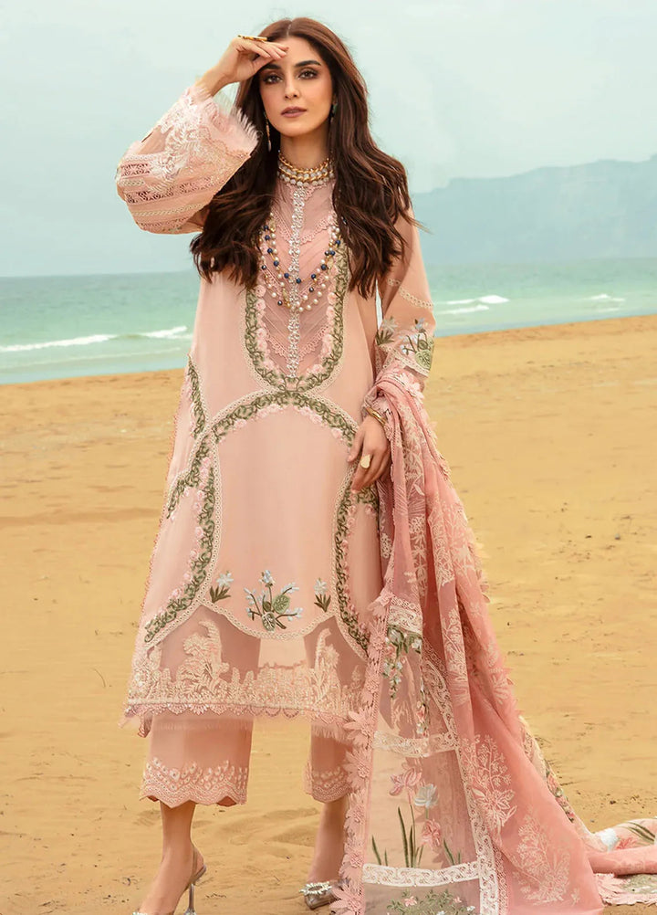 Saira Shakira Embroidered Lawn Suits Unstitched 3 Piece SSR24C Winds of Eden-Rose - Summer Collection