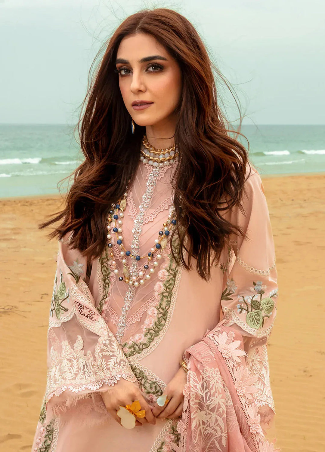 Saira Shakira Embroidered Lawn Suits Unstitched 3 Piece SSR24C Winds of Eden-Rose - Summer Collection