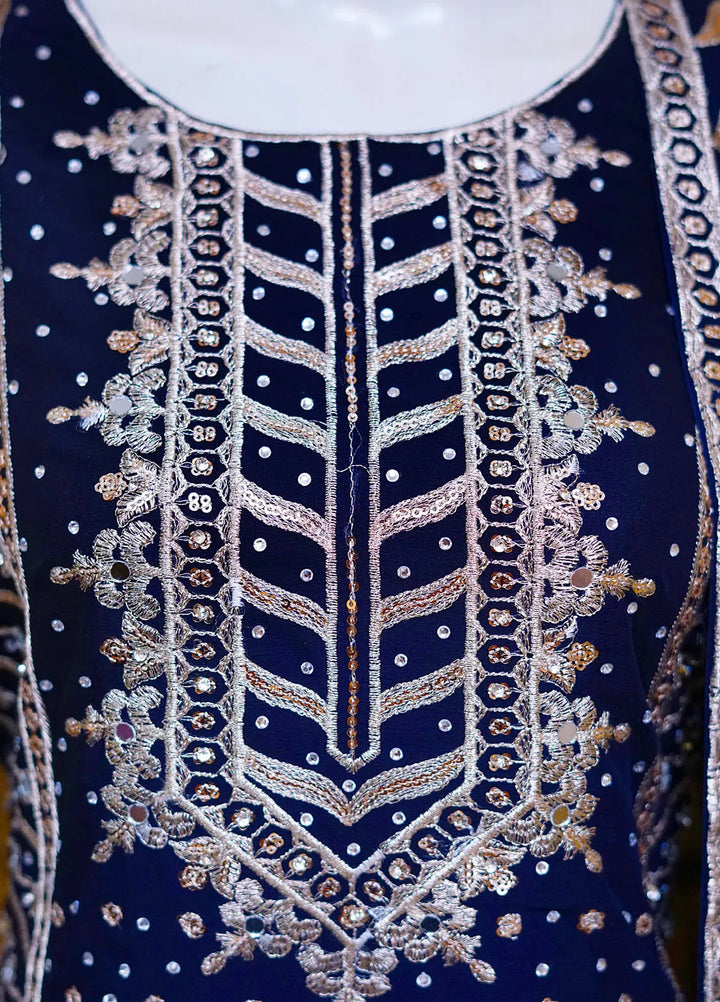 Saira Sultana Pret Embroidered Chiffon 3 Piece Suit Aamna Navy Blue