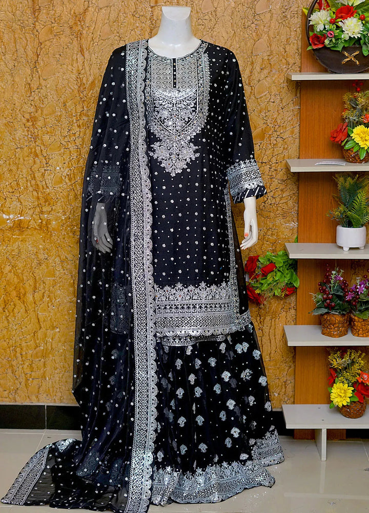 Saira Sultana Pret Embroidered Chiffon 3 Piece Suit Aleena Black