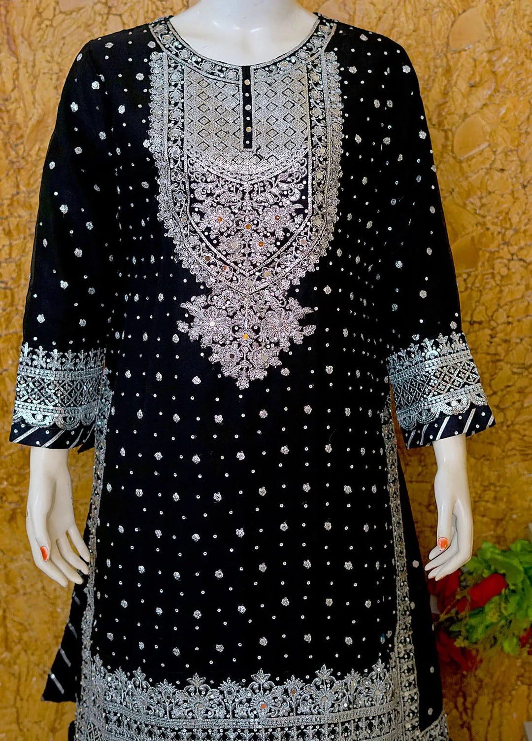 Saira Sultana Pret Embroidered Chiffon 3 Piece Suit Aleena Black