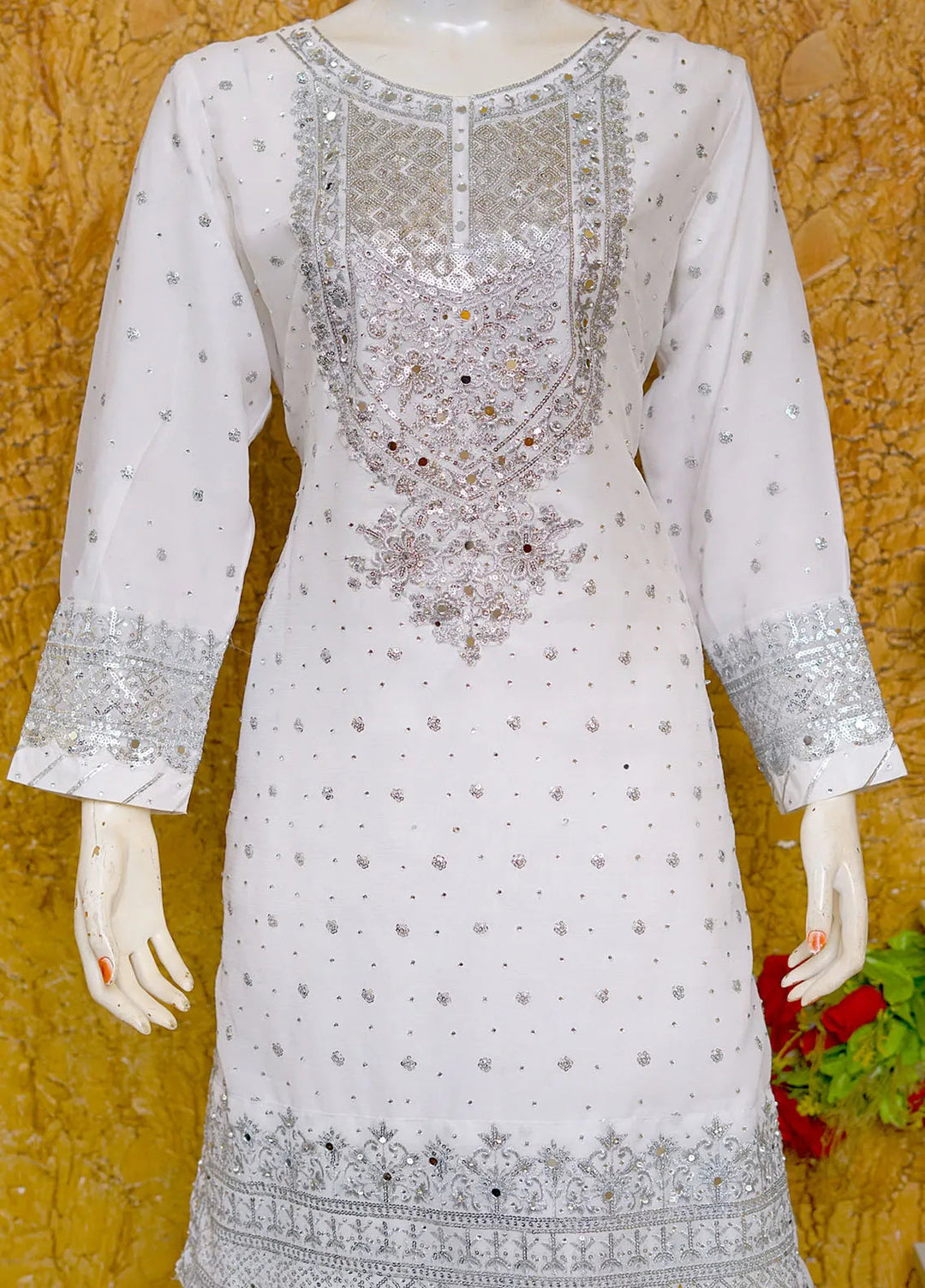 Saira Sultana Pret Embroidered Chiffon 3 Piece Suit Aleena White