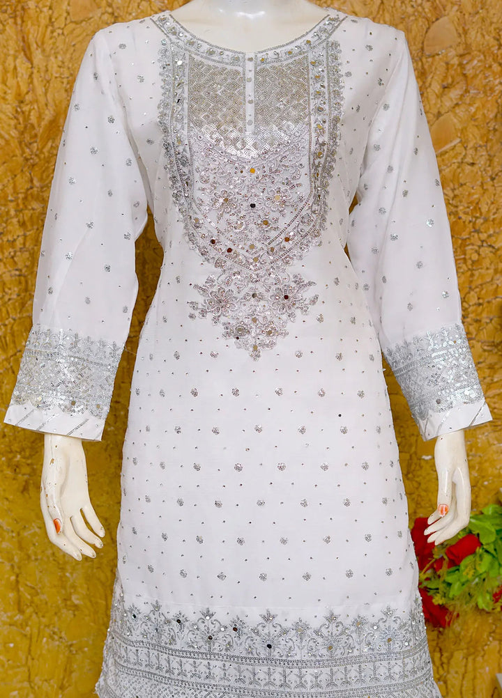 Saira Sultana Pret Embroidered Chiffon 3 Piece Suit Aleena White