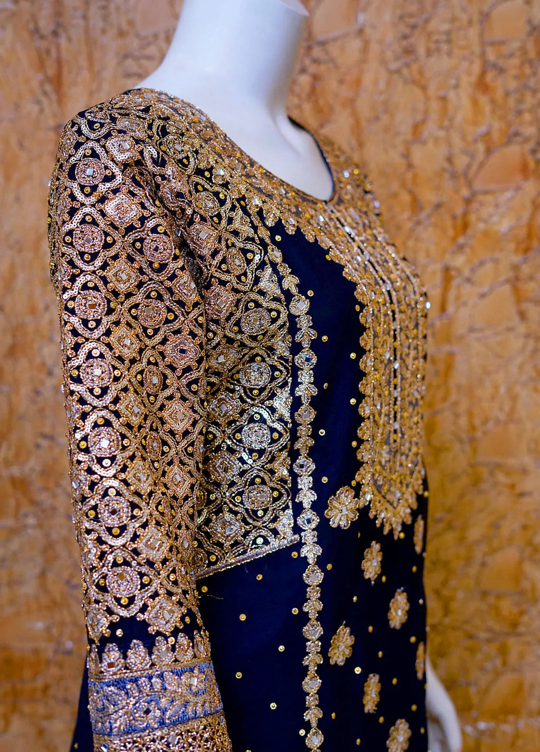 Saira Sultana Pret Embroidered Chiffon 3 Piece Suit Areesh Navy Blue
