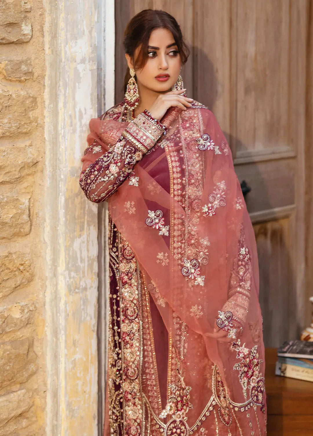Sajal by Serene Embroidered Organza Suits Unstitched 3 Piece SP24SJ SB-34 Nazakat - Wedding Collection