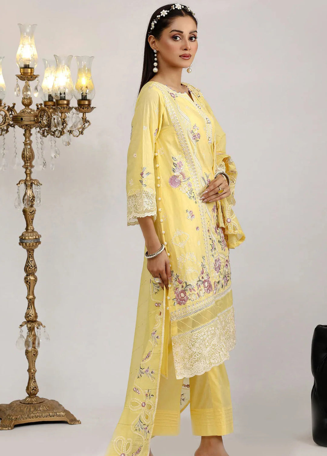 Sajni By Pakdaman Pret Embroidered Lawn 3 Piece Suit D-9903
