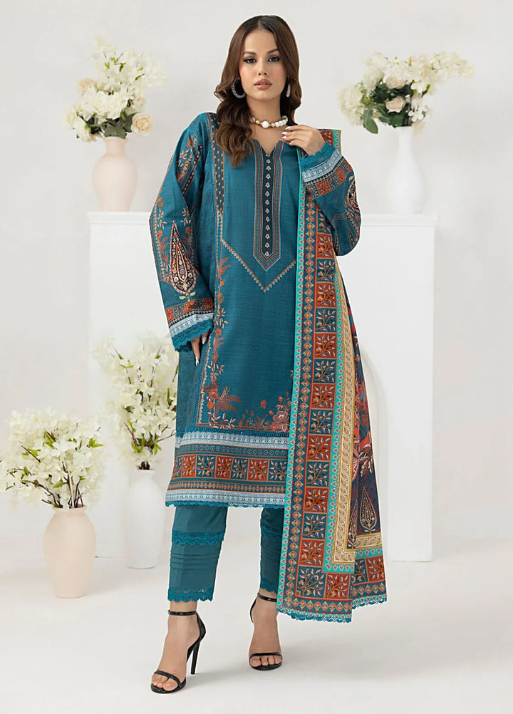 Salina By Regalia Printed Khaddar Suit Unstitched 3 Piece RGT24SK SPK-03 - Winter Collection