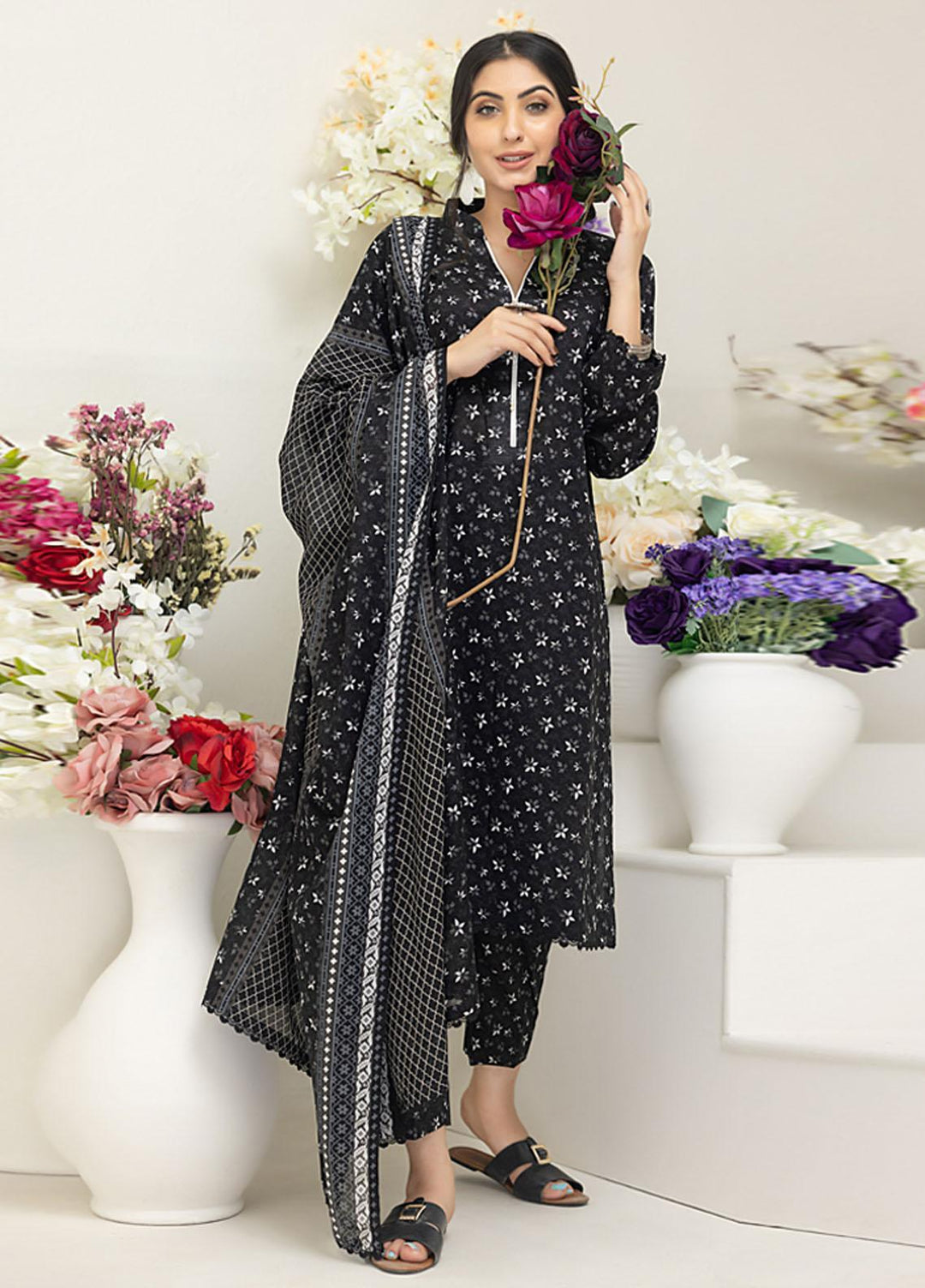 Salina By Regalia Textiles Printed Lawn Suits Unstitched 3 Piece RGT23BW-V4 D-07 - Summer Collection