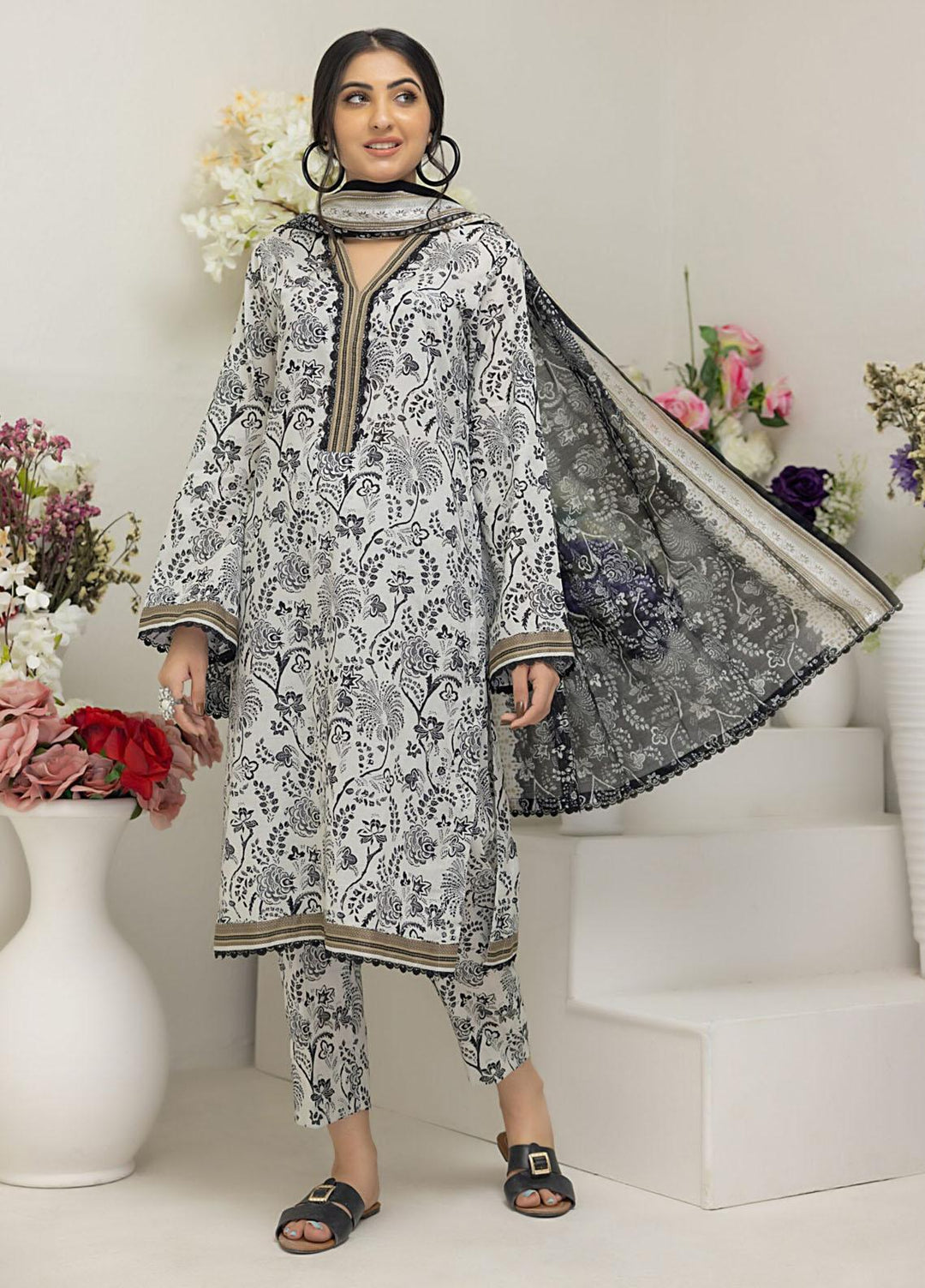 Salina By Regalia Textiles Printed Lawn Suits Unstitched 3 Piece RGT23BW-V4 D-08 - Summer Collection