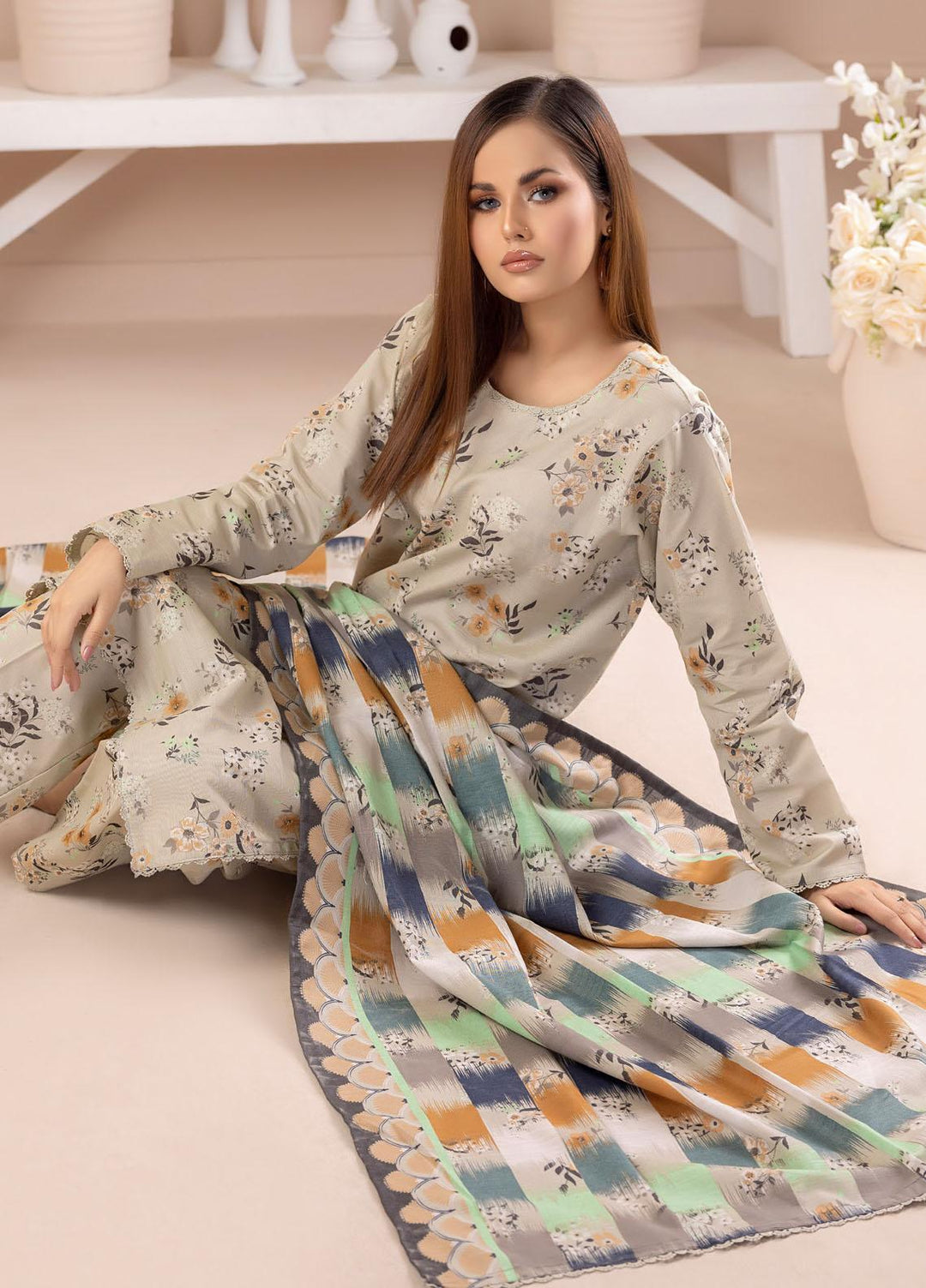 Salina By Regalia Textiles Printed Khaddar Suits Unstitched 3 Piece RGT23-S4 SSPK4-2 - Winter Collection