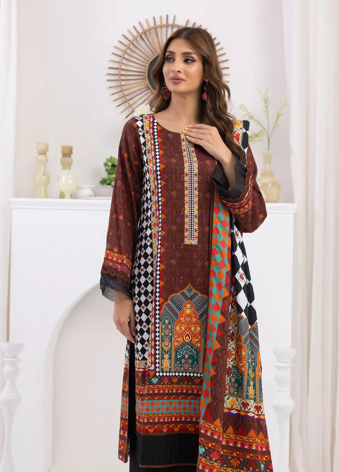 Salina by Regalia Textiles Printed Jacquard Linen Suits Unstitched 3 Piece D-06 - Winter Collection