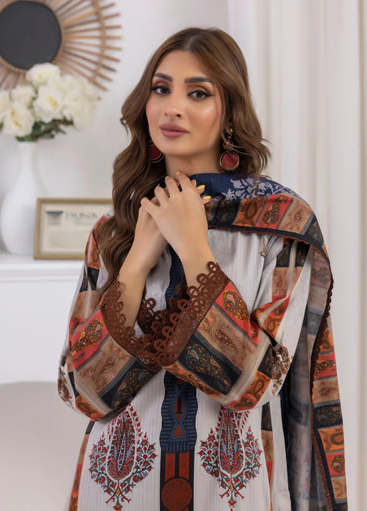 Salina by Regalia Textiles Printed Jacquard Linen Suits Unstitched 3 Piece D-07 - Winter Collection