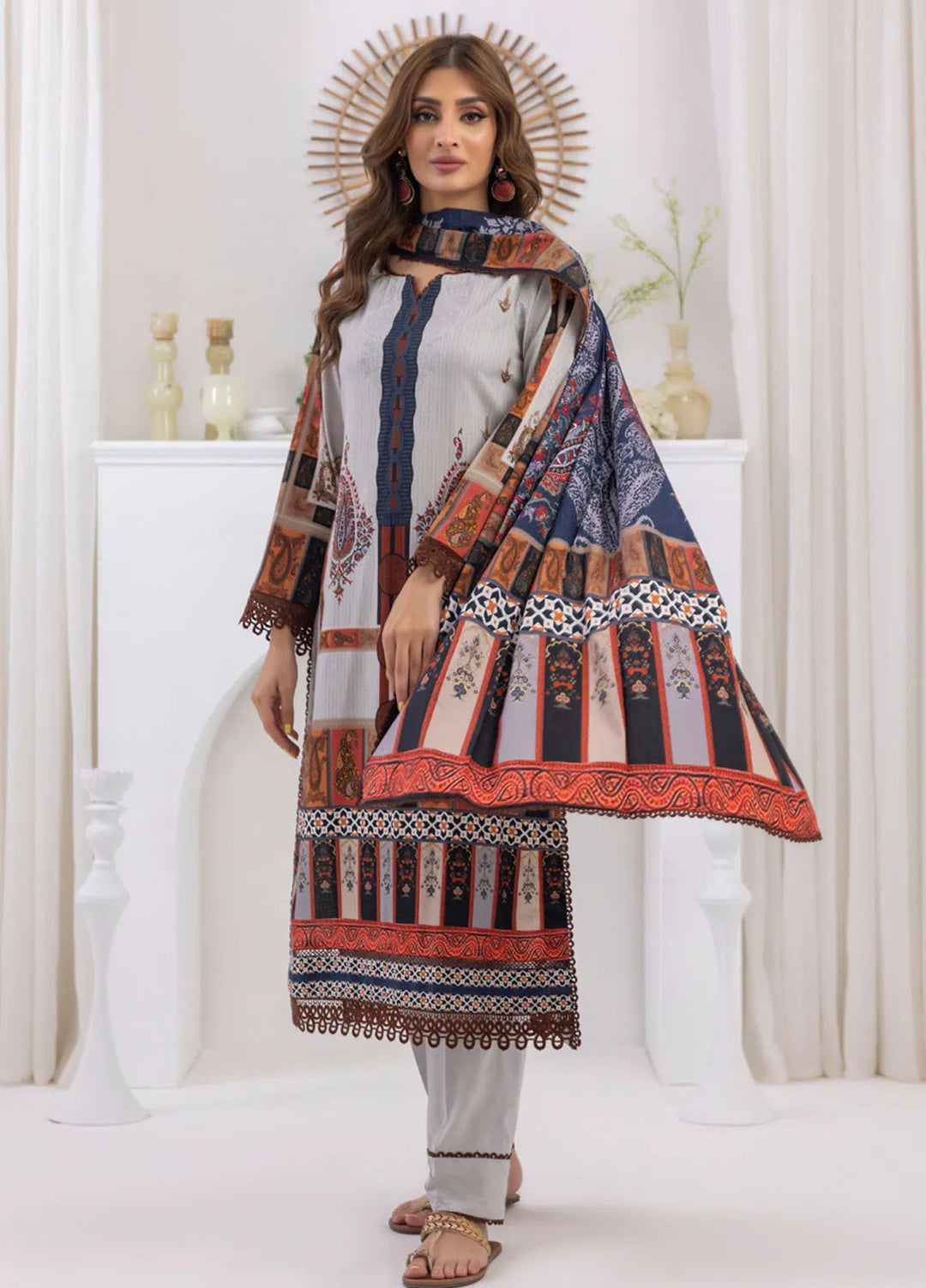 Salina by Regalia Textiles Printed Jacquard Linen Suits Unstitched 3 Piece D-07 - Winter Collection