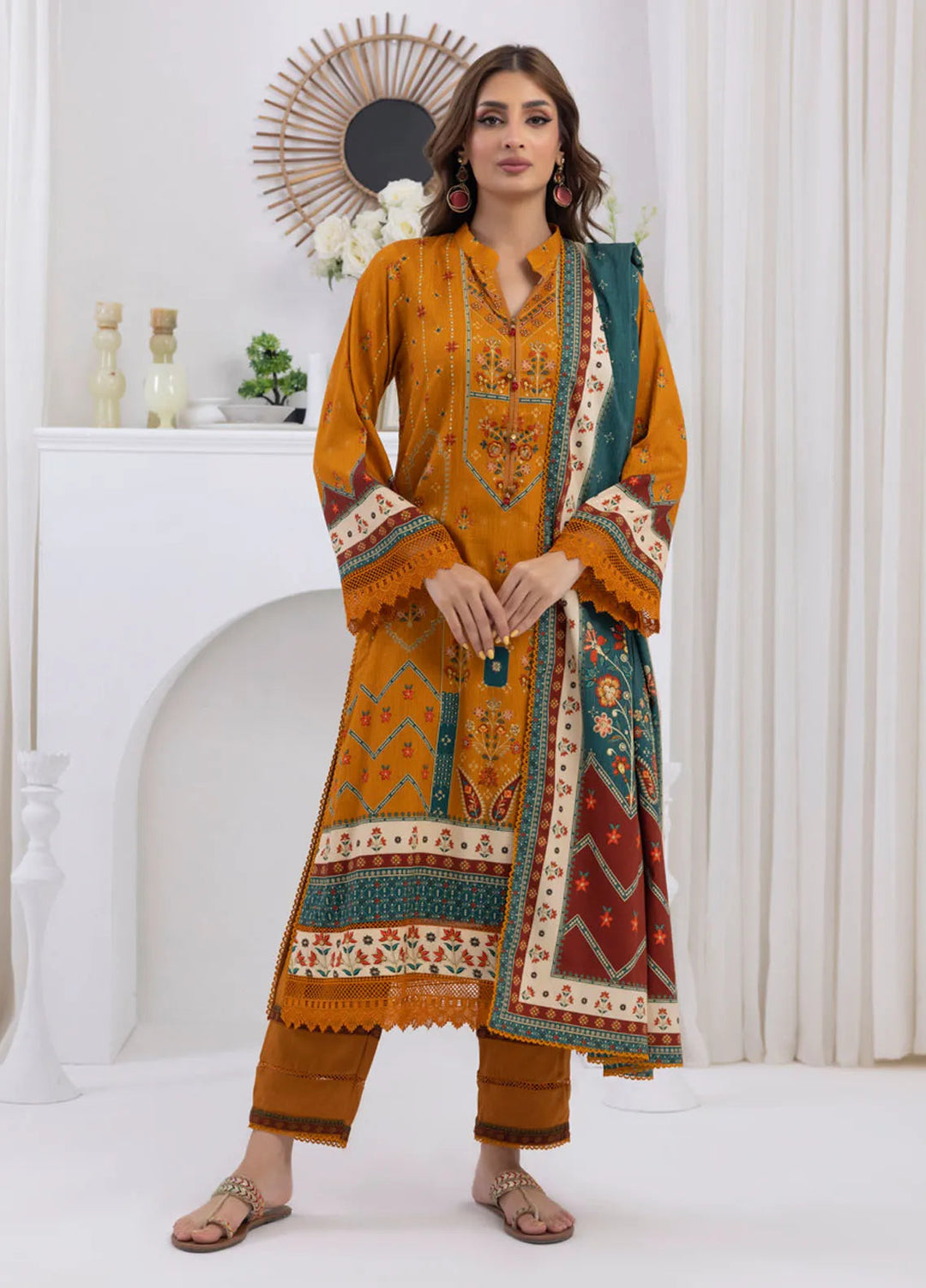 Salina by Regalia Textiles Printed Jacquard Linen Suits Unstitched 3 Piece D-08 - Winter Collection