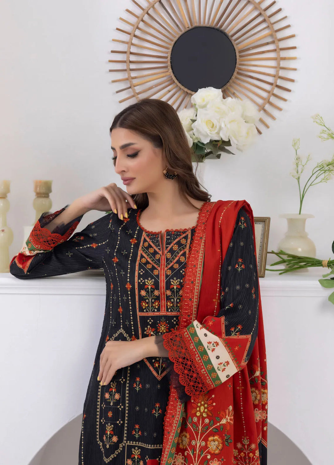 Salina by Regalia Textiles Printed Jacquard Linen Suits Unstitched 3 Piece D-09 - Winter Collection