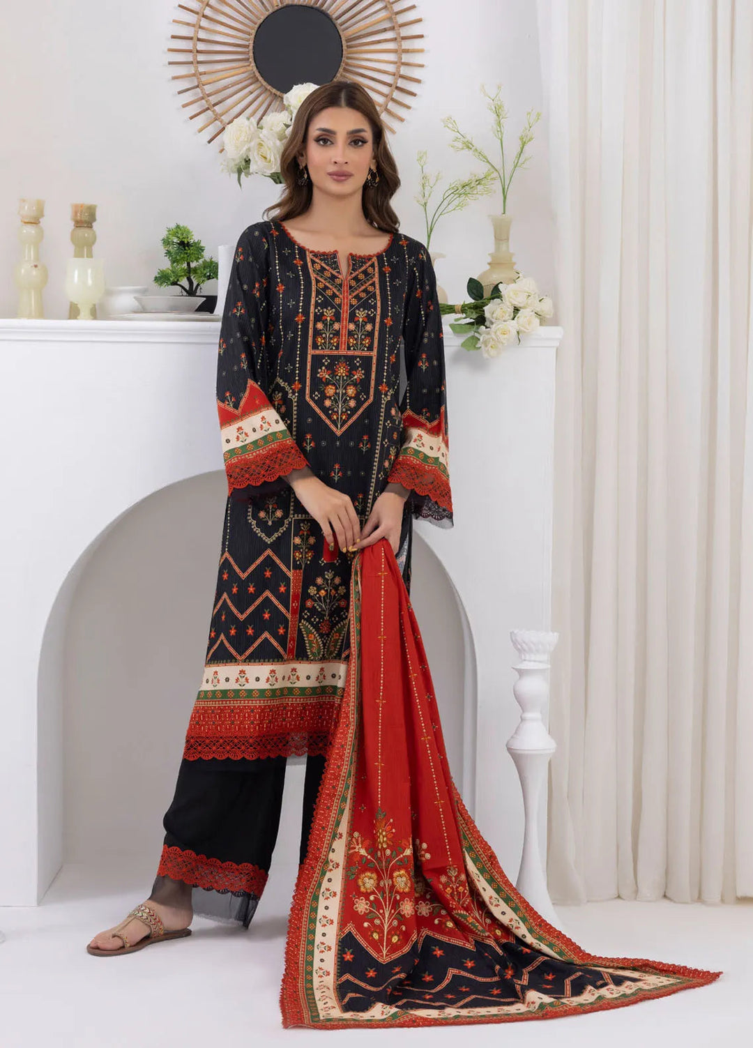 Salina by Regalia Textiles Printed Jacquard Linen Suits Unstitched 3 Piece D-09 - Winter Collection