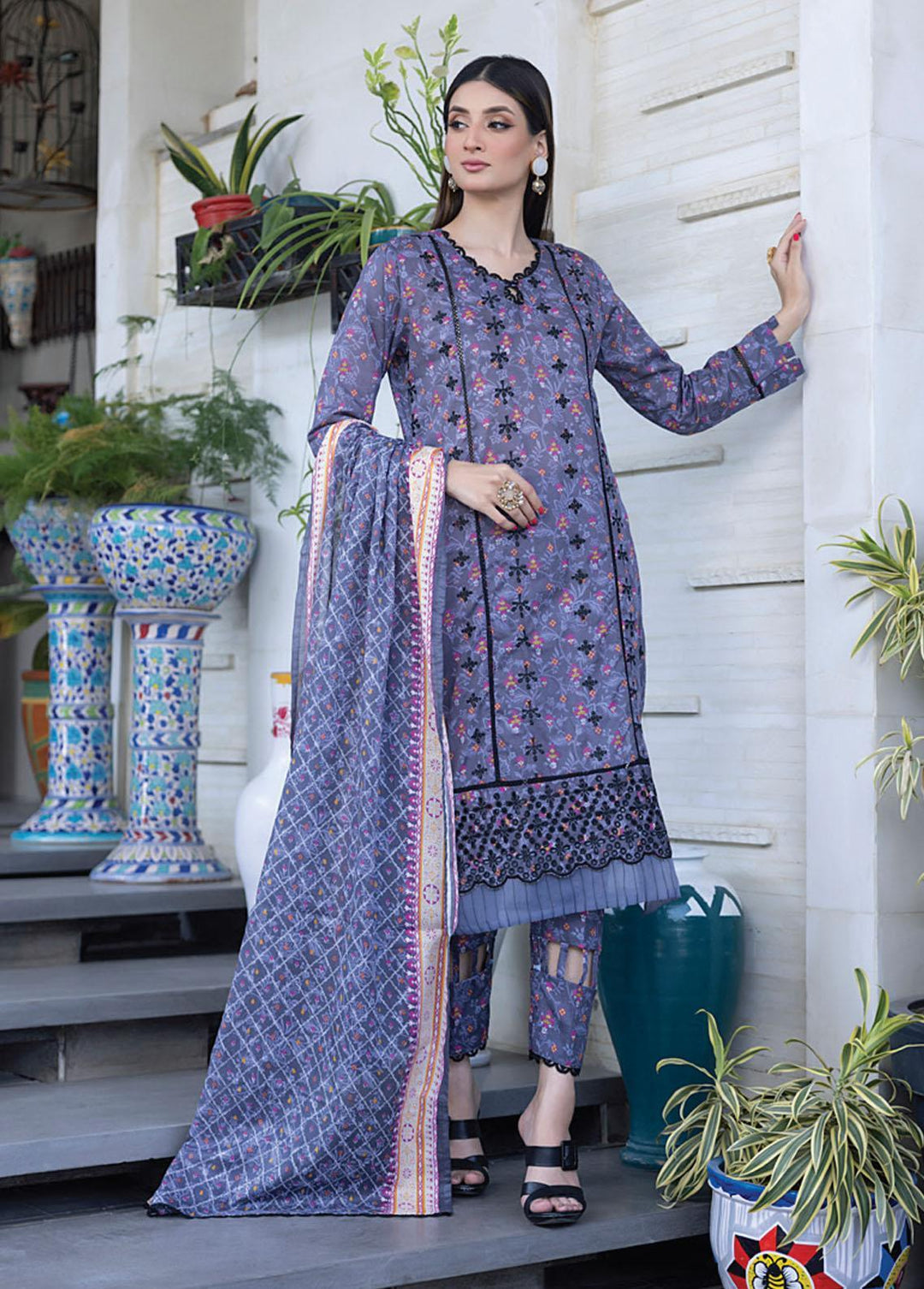 Salina By Regalia Textiles Embroidered Chikankari Lawn Suits Unstitched 3 Piece RGT23-SL2 D-01 - Summer Collection