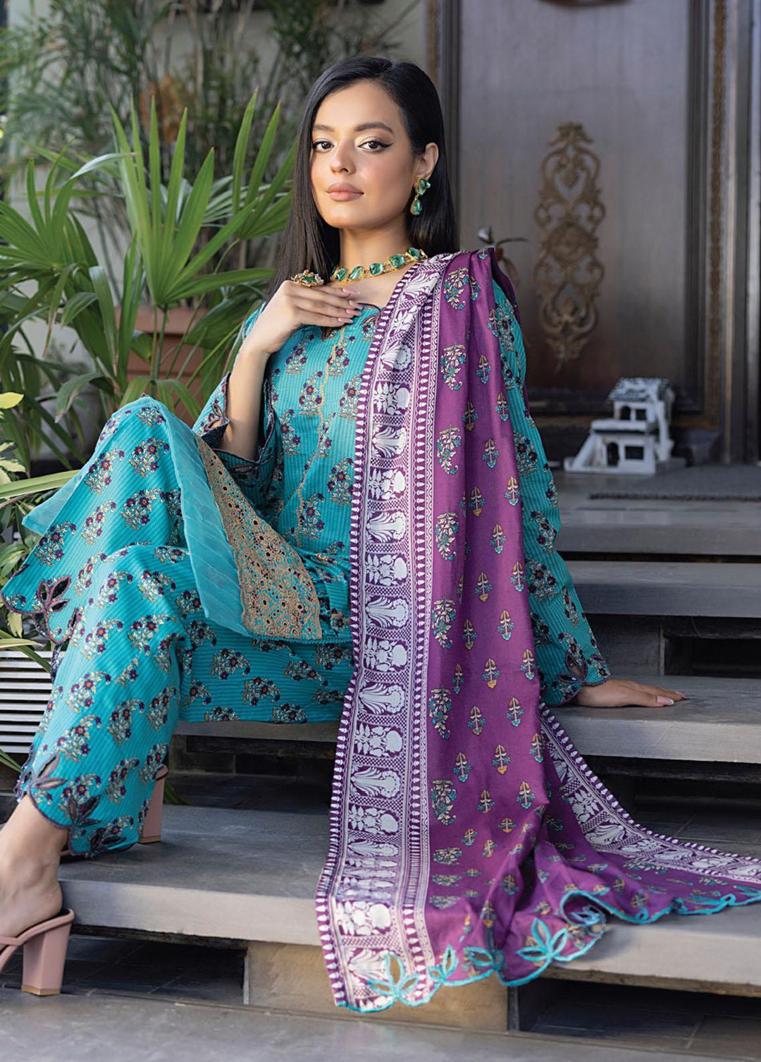 Salina By Regalia Textiles Embroidered Chikankari Lawn Suits Unstitched 3 Piece RGT23-SL2 D-02 - Summer Collection
