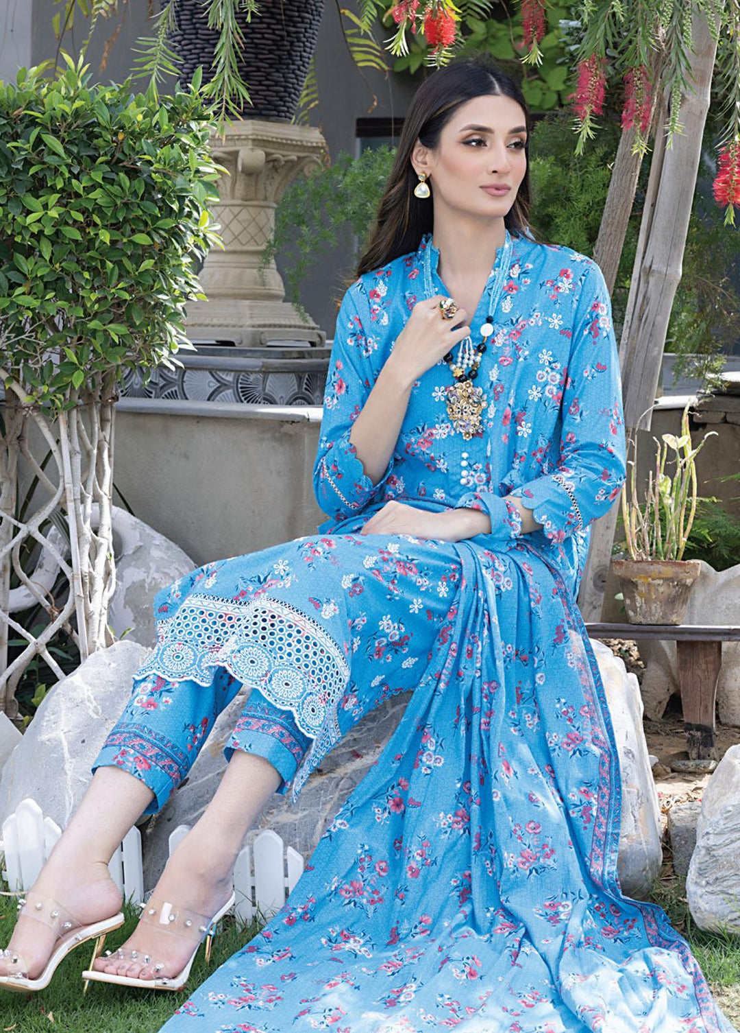 Salina By Regalia Textiles Embroidered Chikankari Lawn Suits Unstitched 3 Piece RGT23-SL2 D-07 - Summer Collection