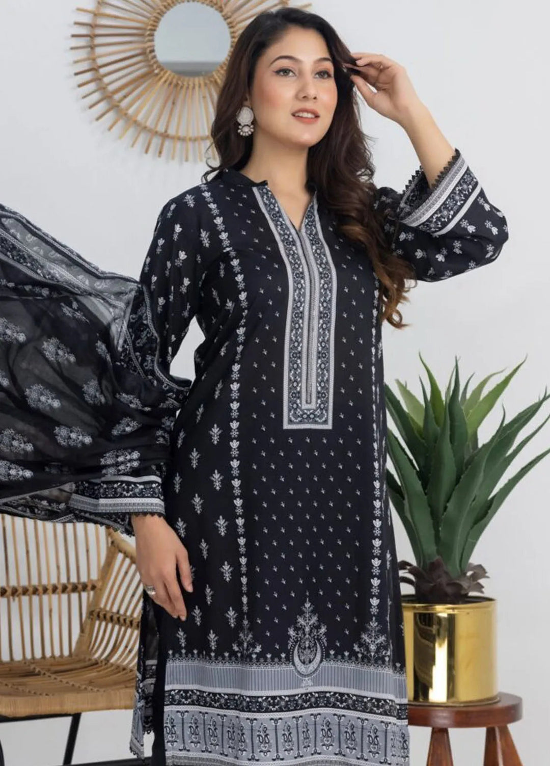 Salina by Regalia Textiles Printed Lawn Suit Unstitched 3 Piece RGT24BW3 D-10 - Summer Collection