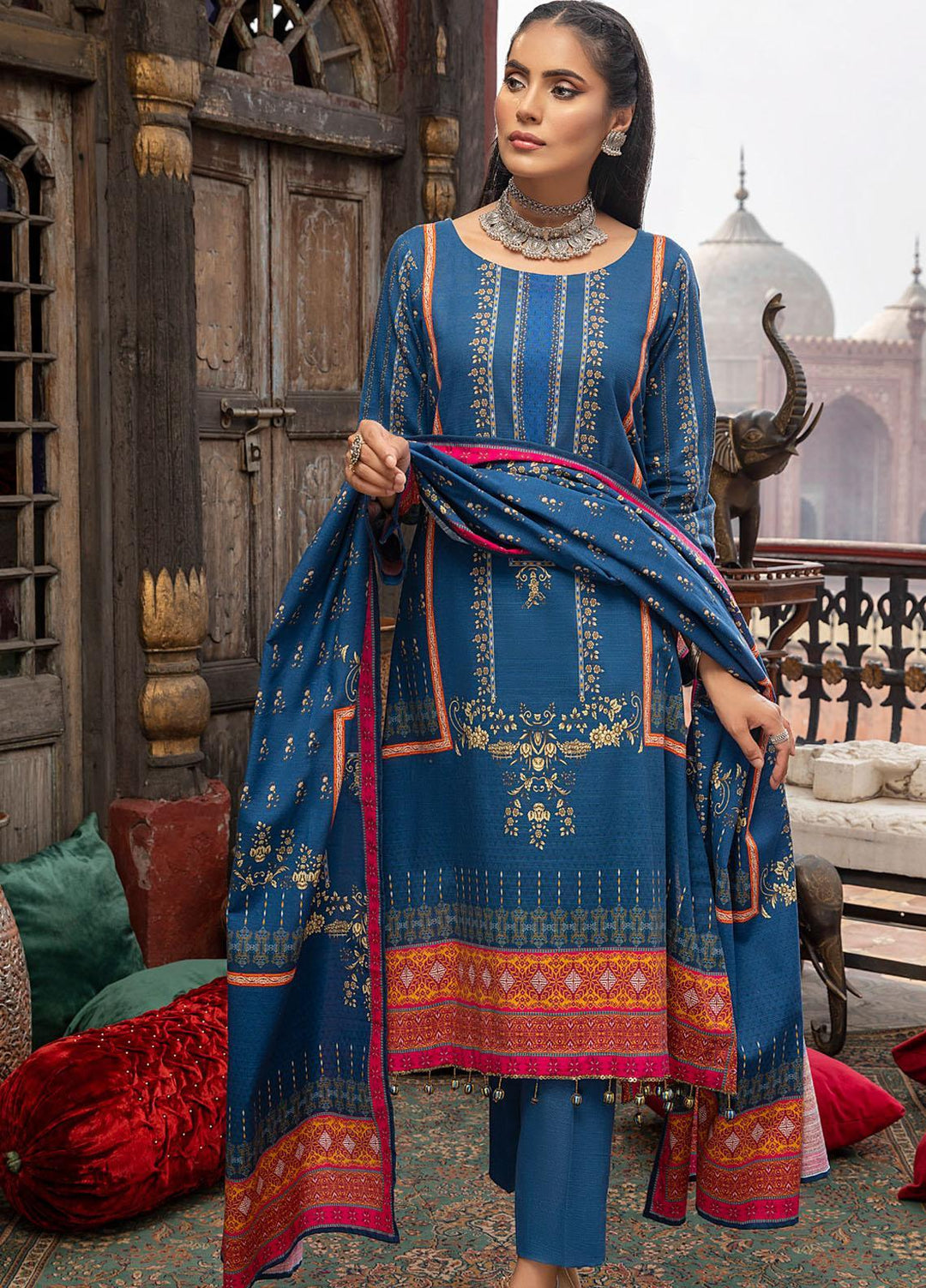 Salina by Regalia Textile Printed Khaddar Suits Unstitched 3 Piece RG21SK D-01 - Winter Collection