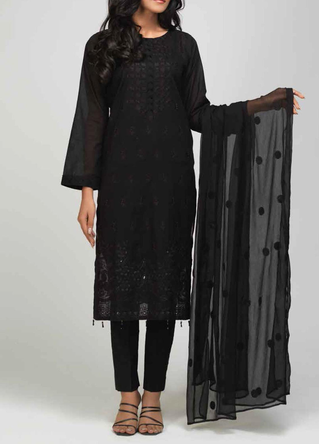 Salitex Black & White Embroidered Lawn Suits Unstitched 3 Piece SL21BW BW-28 - Summer Collection