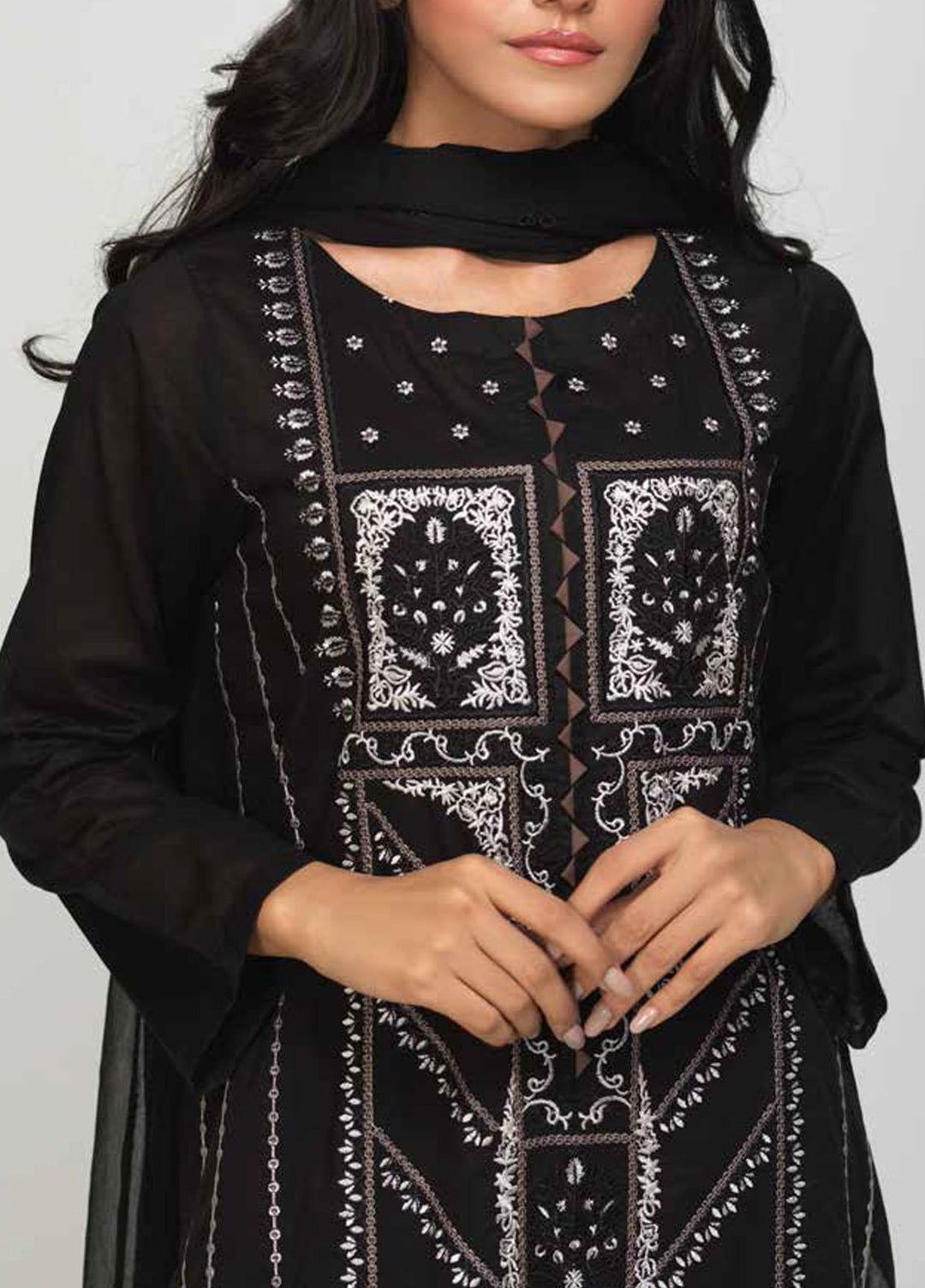 Salitex Black & White Embroidered Lawn Suits Unstitched 3 Piece SL21BW BW-31 - Summer Collection