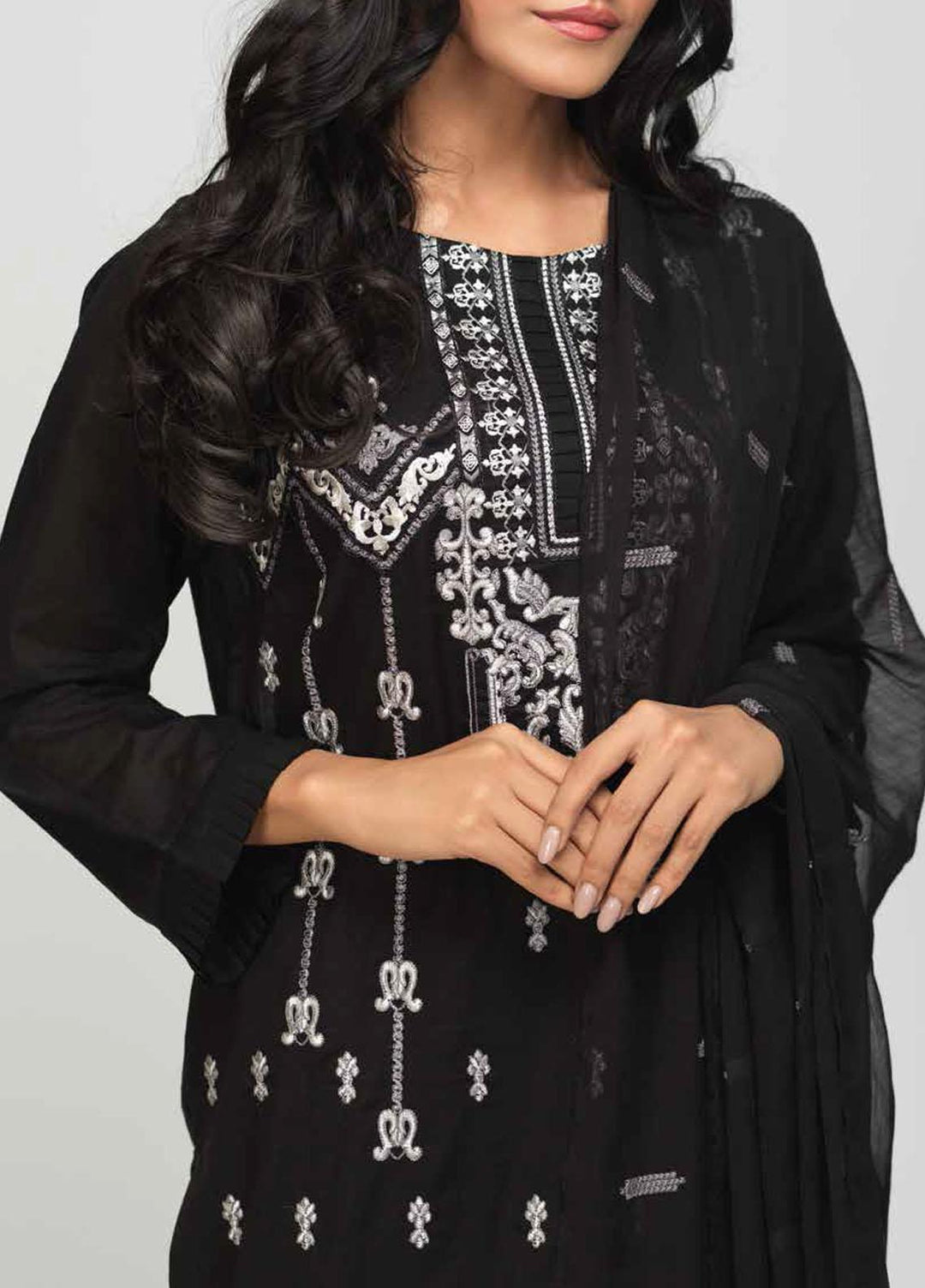 Salitex Black & White Embroidered Lawn Suits Unstitched 3 Piece SL21BW BW-33 - Summer Collection